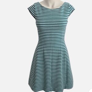 Lilly Pulitzer Brielle Teal and Blue Striped Dress w Cap Sleeves